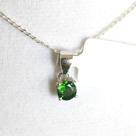 Genuine Chrome Diopside .925 Pendant Natural Gemstone Sterling Silver - Picture 12 of 16